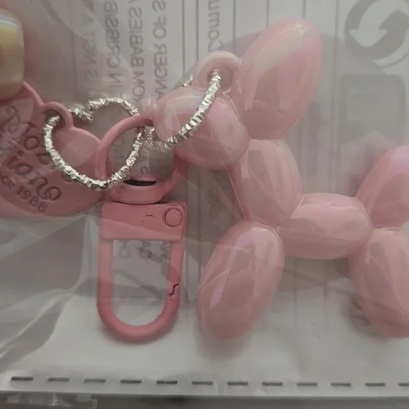 Pink Iridescent Balloon Dog Keychain - Picture 2 of 3